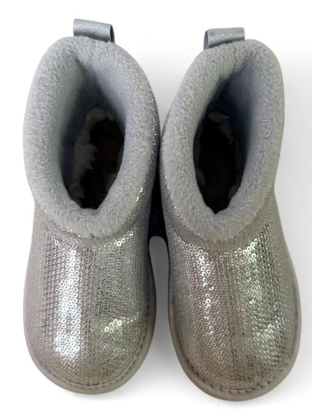 UGG Classic Mini Mirror Ball Silver Sequin Toddler Boots Size 8C